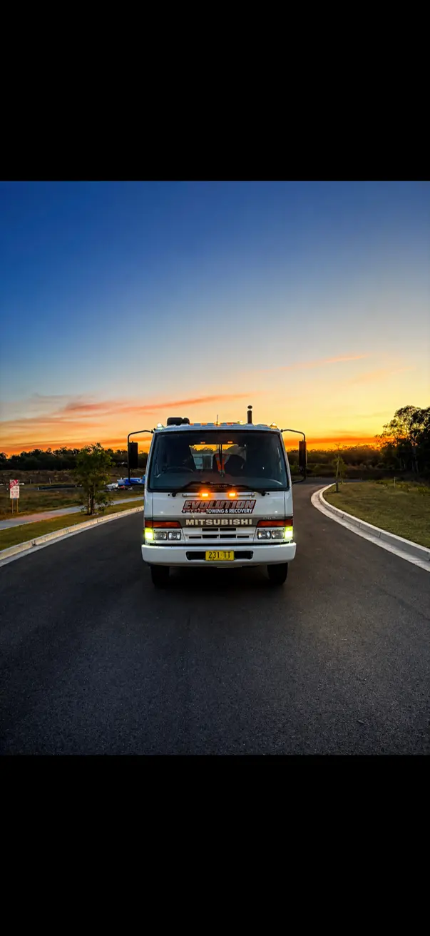 The Evolution Towing tilt tray facing the camera at sunset near Maitland